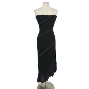 Vintage Y2K Maria Bianco Nero Black Straplesd Maxi Dress S Ruffle Fairy Goth 90s